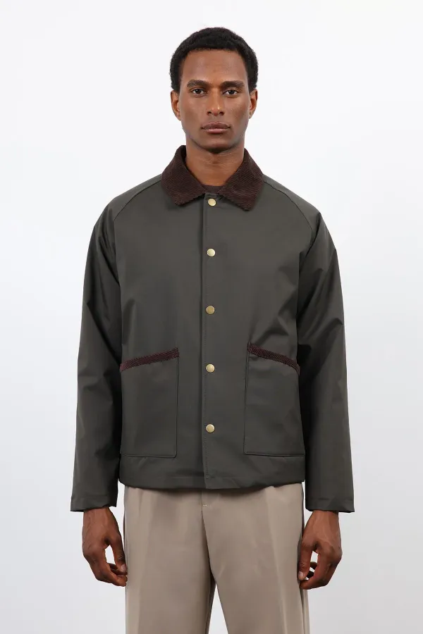 Antioch Haki Kontrast Yaka Erkek Mont