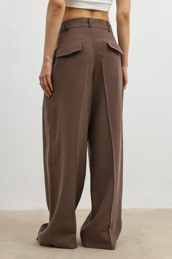 Pantalon large pour femme Antioch Coffee Lyocell Blend