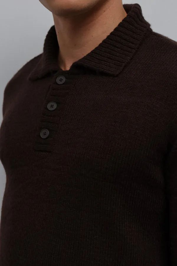 Pull pour homme à col boutonné Antioch Coffee