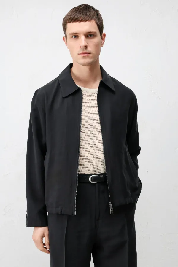 Antioch Black Lyocell Blend Summer Men's Jacket