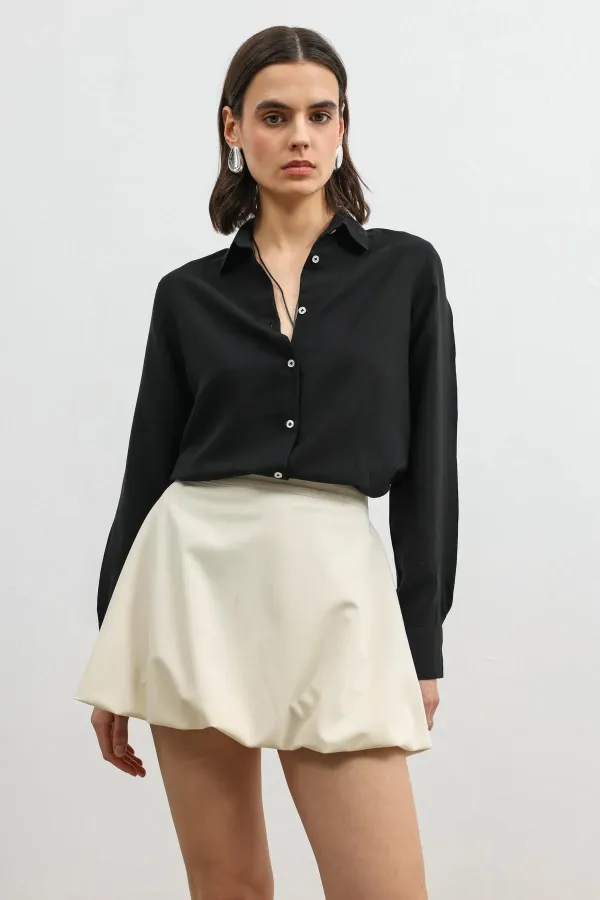 Chemise rayée Antioch Black 100 % lyocell pour femme avec mouchoir