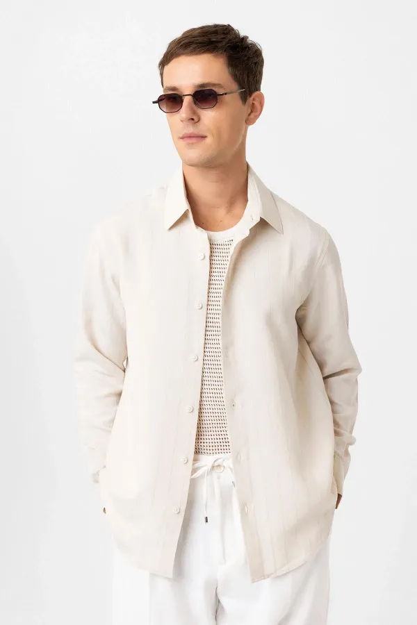 Antioch Stone Relax Fit Striped Men's Shirt