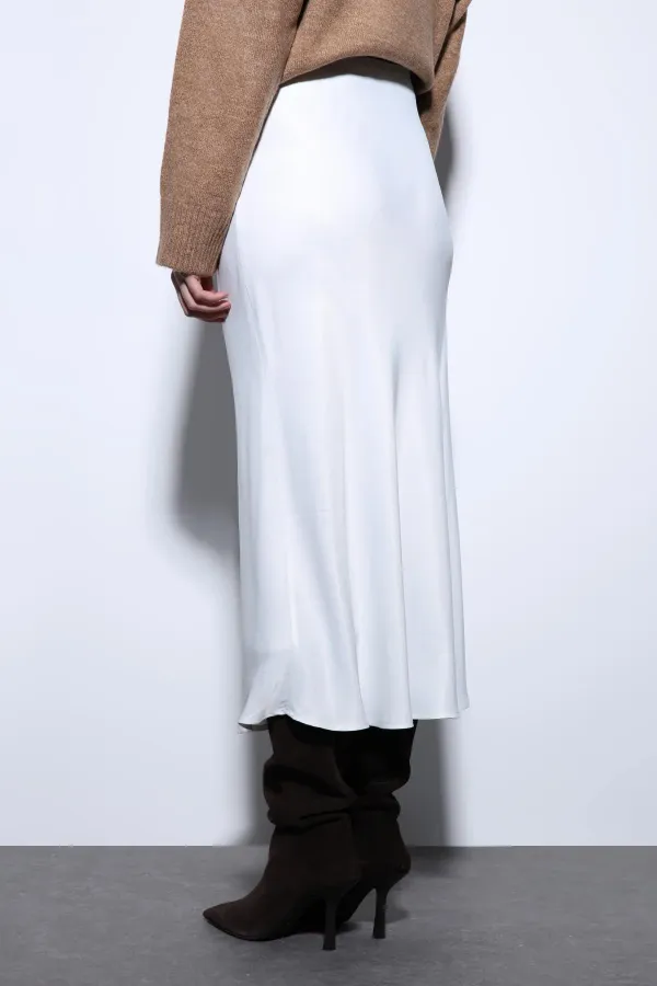 Jupe midi en satin blanc Antioch
