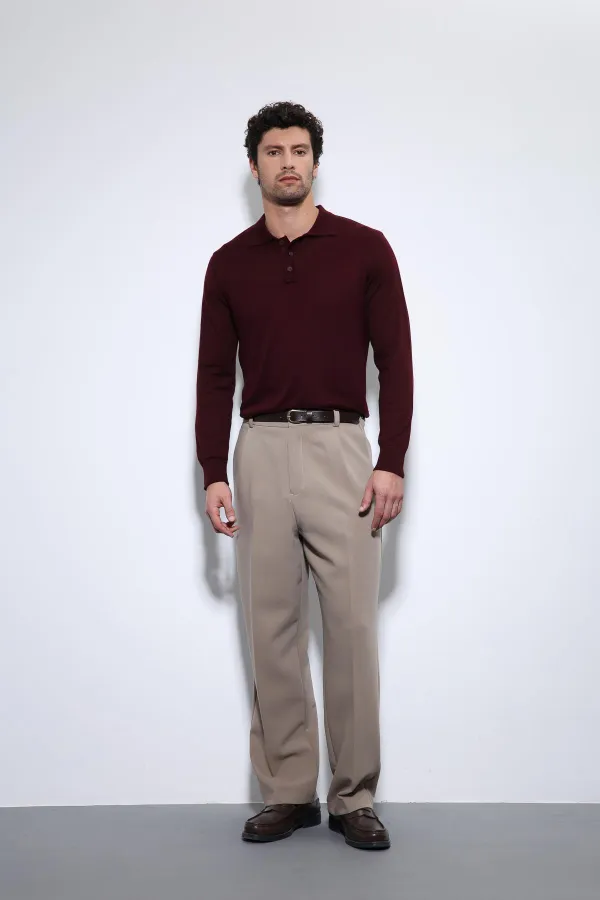 Pull homme à col polo bordeaux Antioch