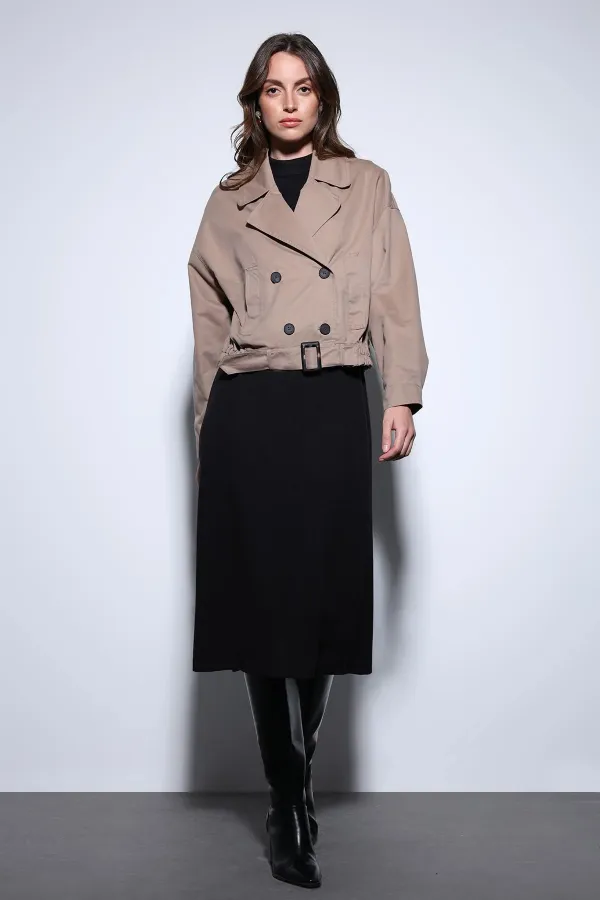 Trench-coat court croisé beige Antioch pour femme