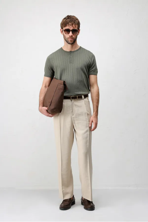 T-shirt en maille texturée kaki Antioch pour homme
