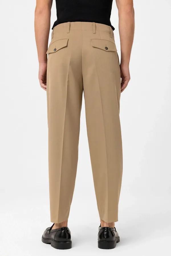 Pantalon Antioch beige taille haute coupe droite pour homme