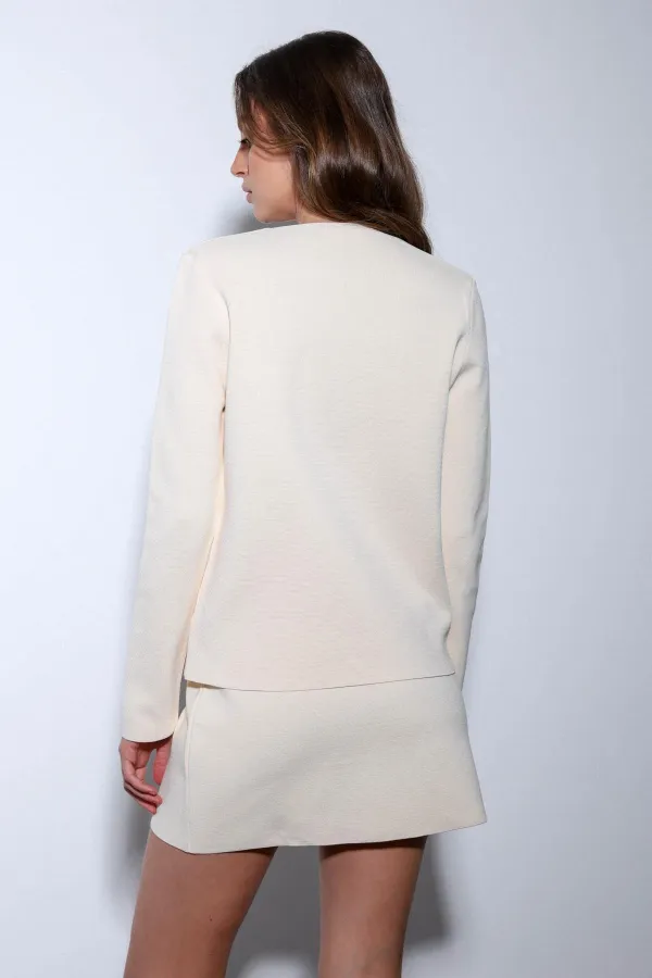 Antioch Ekru Tek Düğme Triko Kadın Hırka