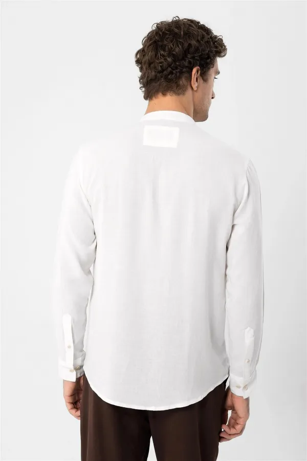 Antioch White Mandarin Collar Men's Shirt