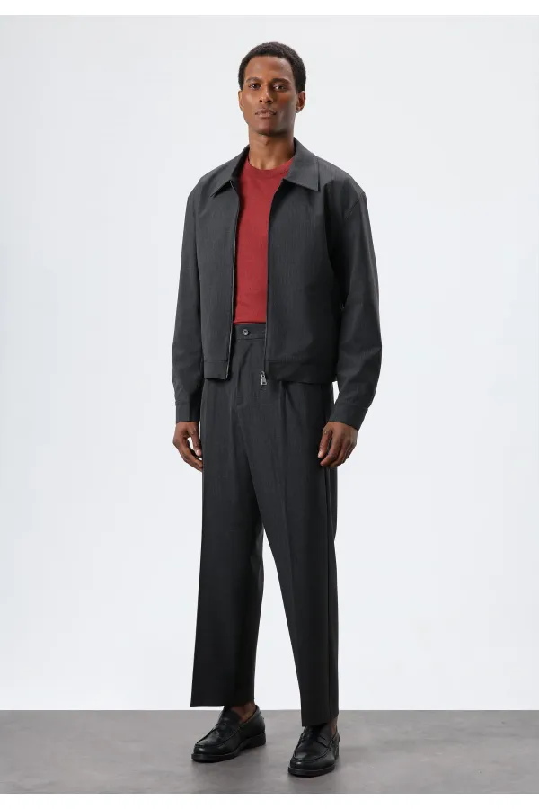 Antioch Antrasit Relax Fit Çizgili Erkek Pantolon