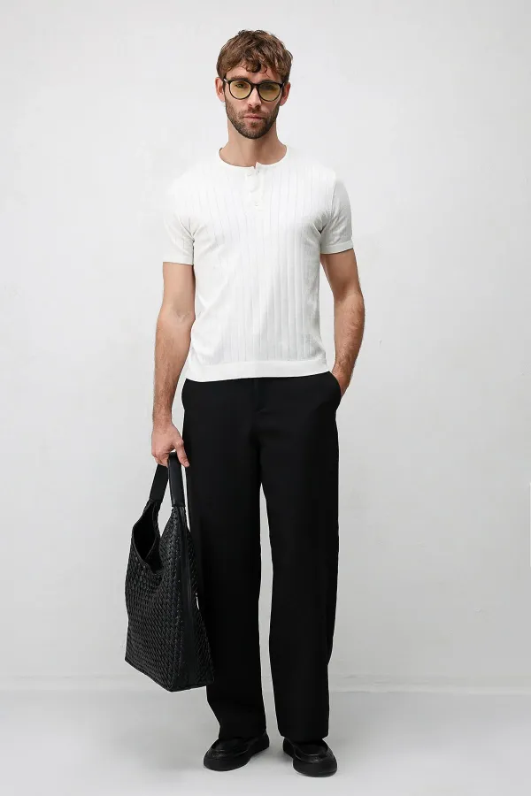 Antioch Off-White Textured Men's Knit T-Shirt