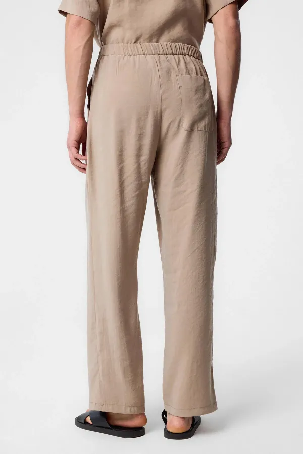 Antioch Bej Relaxed Modal Kumaş Yüksek Bel Erkek Pantolon