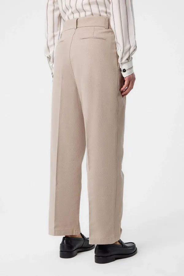 Antioch Bej Yüksek Bel Pamuklu Erkek Pantolon