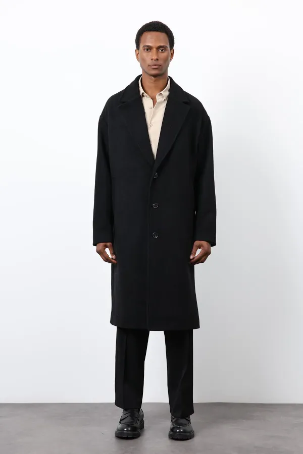 Antioch Black Wool Blend Oversize Men's Coat