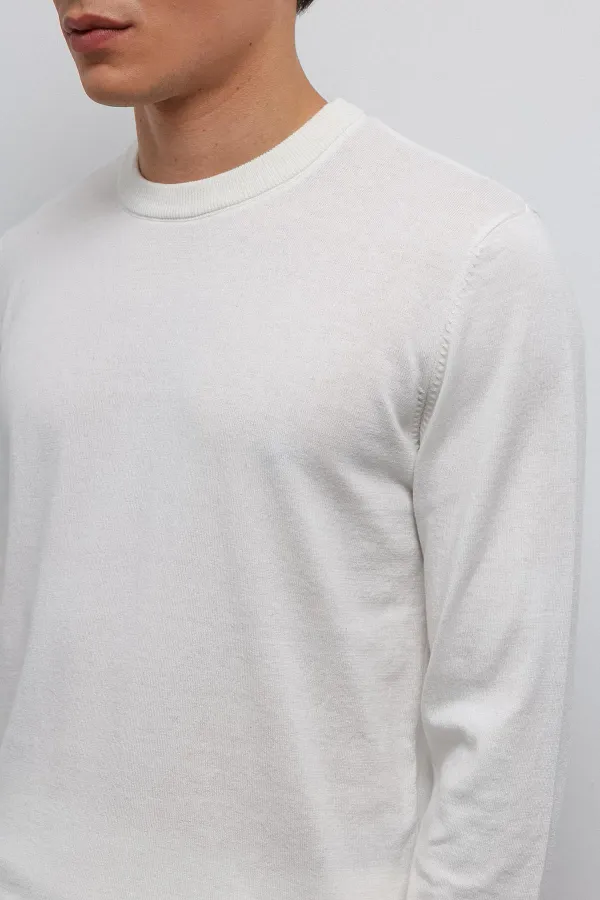 Pull basique pour homme Antioch Ecru à texture douce