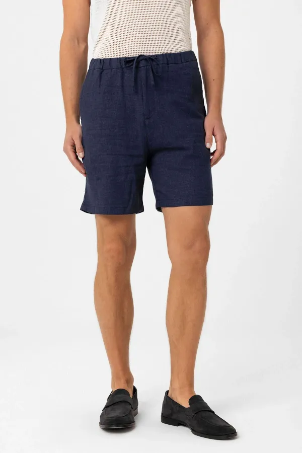 Short pour homme Antioch en lin mélangé bleu marine