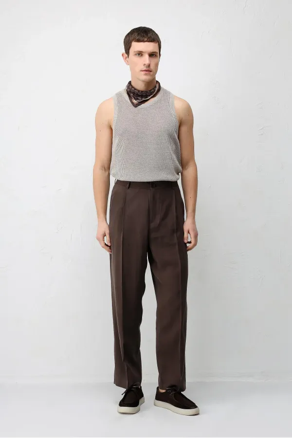 Pantalon pour homme en tissu modal couleur café Antioch