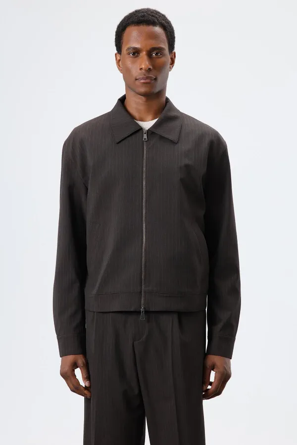 Antioch Açık Kahve Çizgili Mevsimlik Erkek Mont