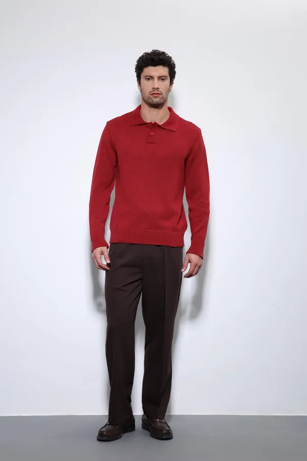 Pull basique pour homme à col polo rouge Antioch