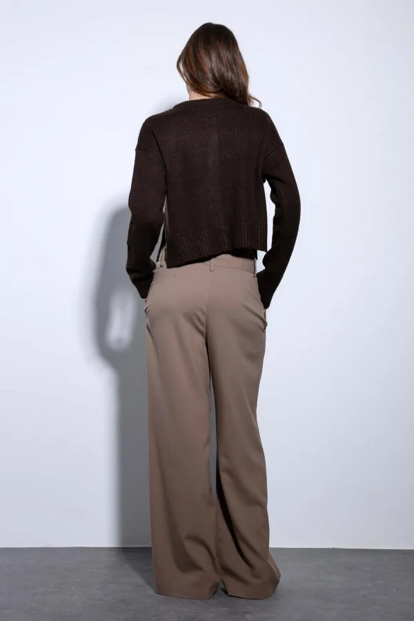 Antioch Coffee Slit Knitted Women's Sweater