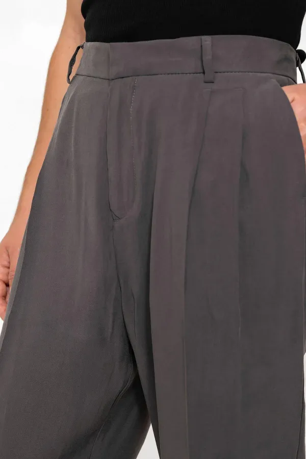 Antioch Antrasit Yüksek Bel Pileli Baggy Erkek Pantolon