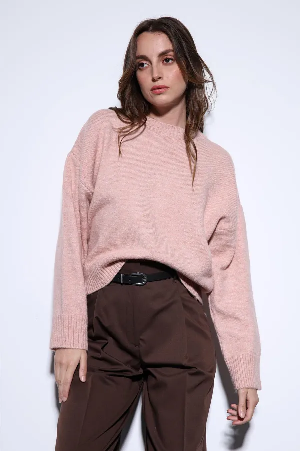 Pull en laine mélangée rose poudré Antioch pour femme