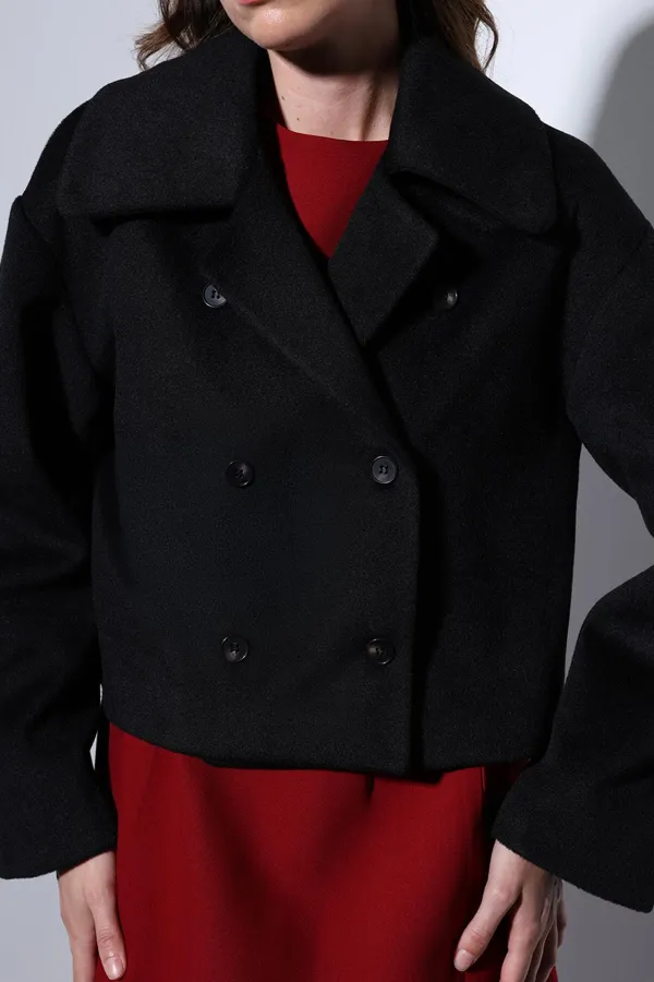 Antioch Black Double-Breasted Women's Short Coat