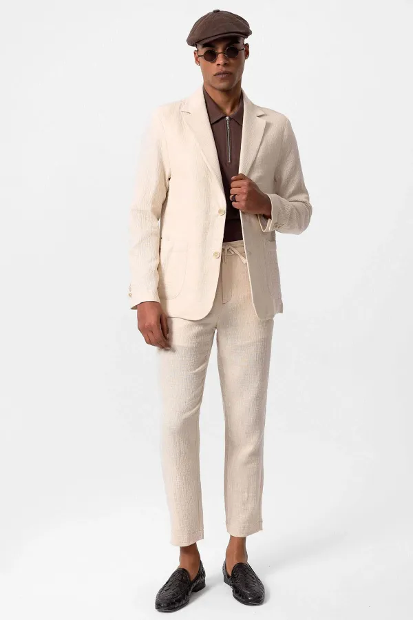 Antioch Ekru Astarsız Torba Cepli Erkek Blazer Ceket Antioch Ekru Astarsız Torba Cepli Erkek Blazer Ceket