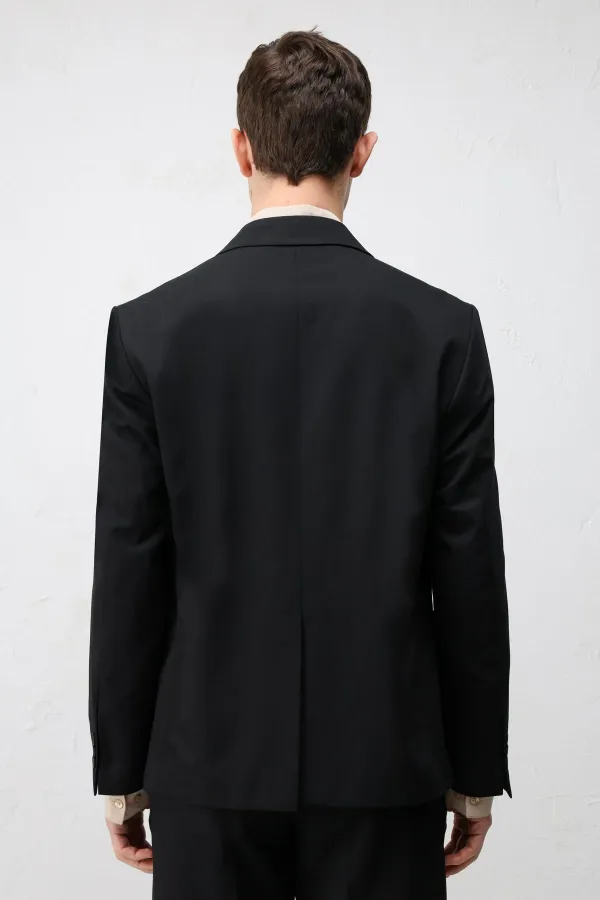 Veste blazer Antioch noire à double boutonnage et coupe décontractée pour homme