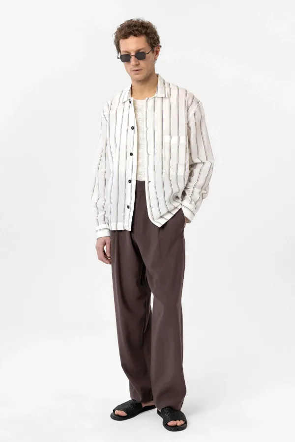 Antioch White Relax Fit Striped Men's Shirt