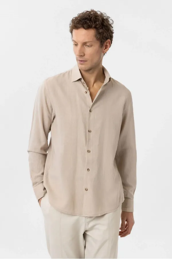 Antioch Beige Linen Blend Men's Shirt