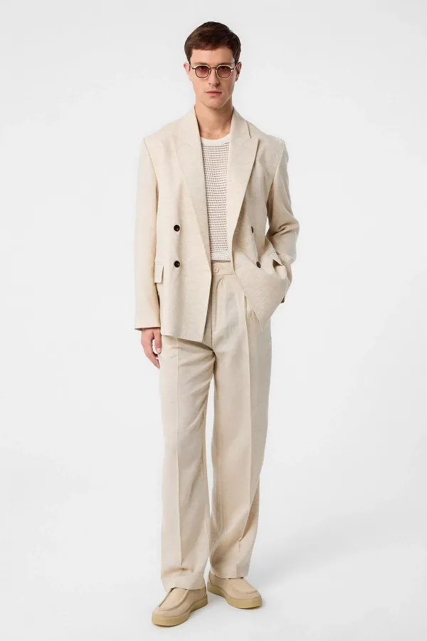 Veste blazer homme Antioch Ecru Relax Fit en lin mélangé