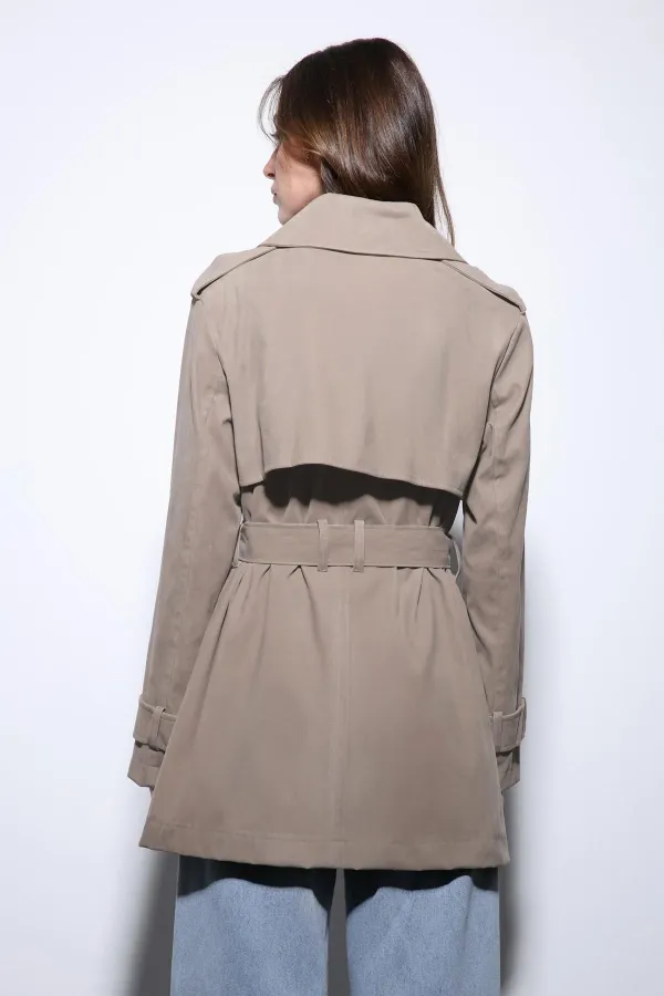 Antioch Bej Süet Görünümlü Kadın Trençkot