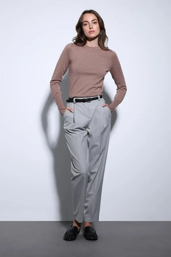 Antioch Light Brown Basic Women's Knit Sweater