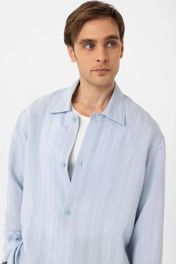 Chemise garçon oversize texturée bleue Antioch Bebe