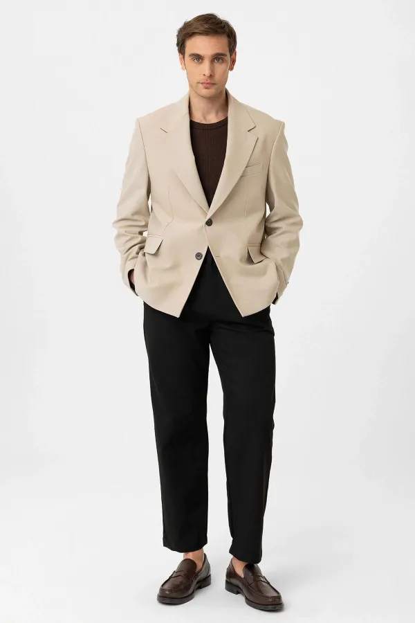 Antioch Bej Relax Fit Erkek Blazer Ceket