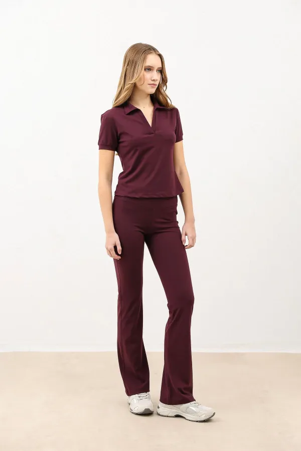 Leggings évasés taille haute bordeaux Antioch pour femmes