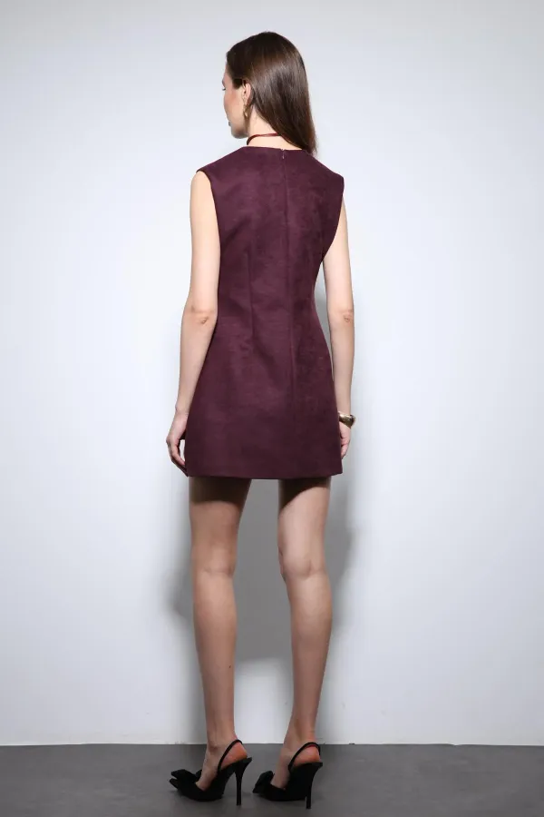 Robe courte bordeaux Antioch à décolleté plongeant