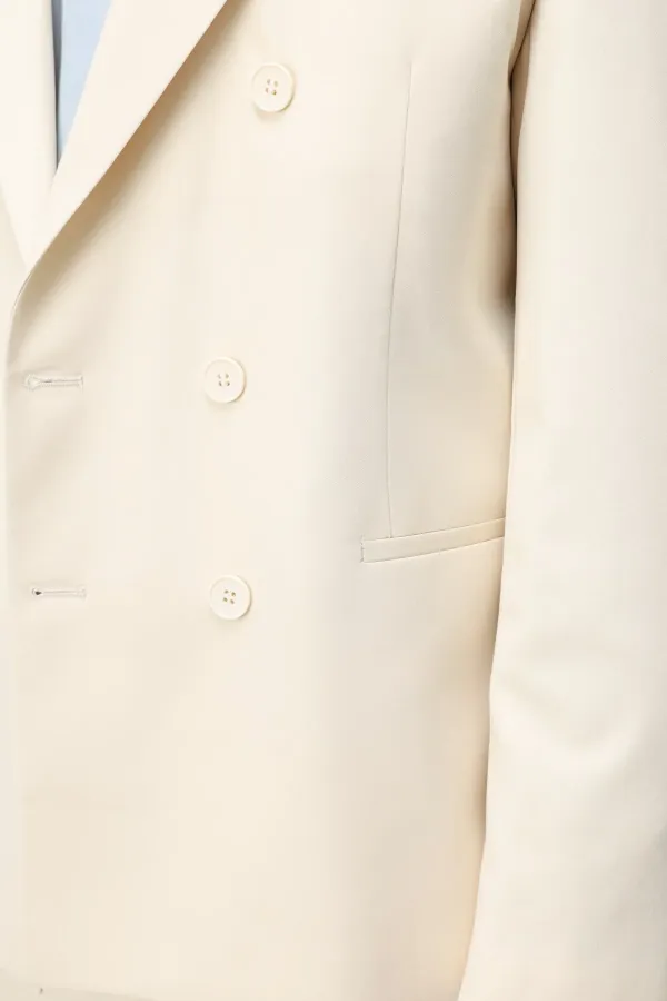 Antioch Ekru Kruvaze Relaxed Fit Erkek Blazer Ceket Antioch Ekru Kruvaze Relaxed Fit Erkek Blazer Ceket
