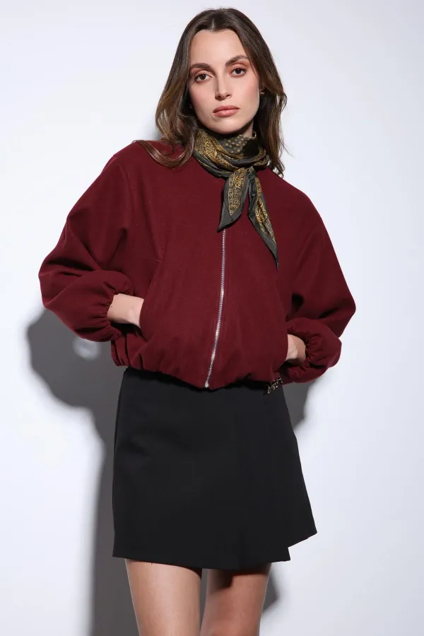 Veste courte Antioch bordeaux pour femme avec taille élastique