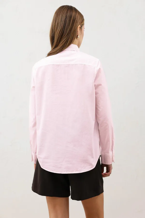 Antioch Pembe Düğme Detaylı Poplin Gömlek