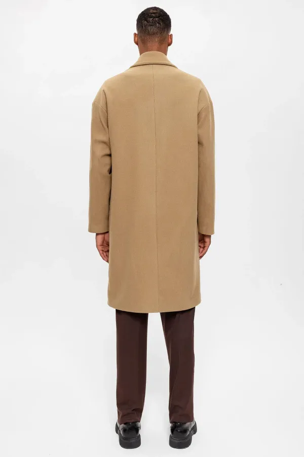 Antioch Dark Beige Oversize Double-Breasted Men's Coat