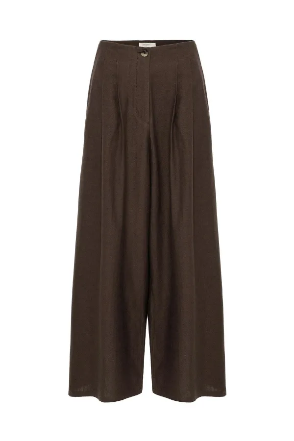 Antioch Coffee Linen Blend Women's Culotte Pants
