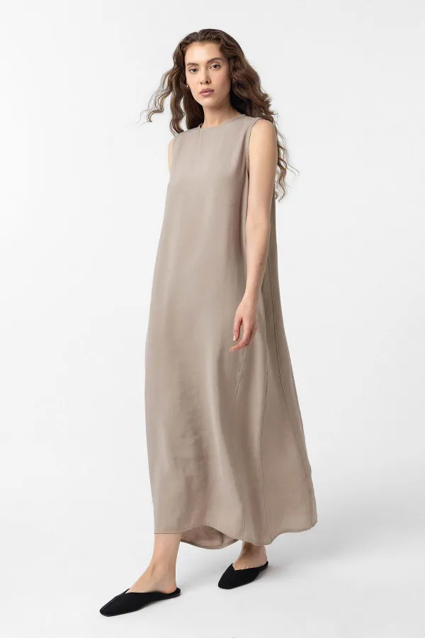 Antioch Beige Modal Midi Women's Dress