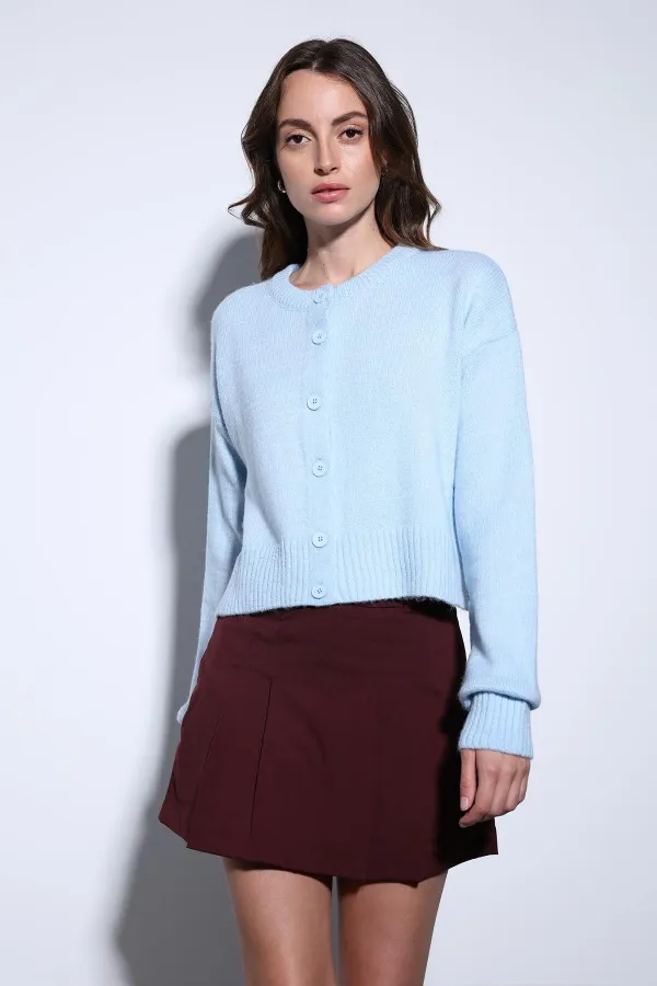 Pull en maille fendu bleu Antioch pour femme
