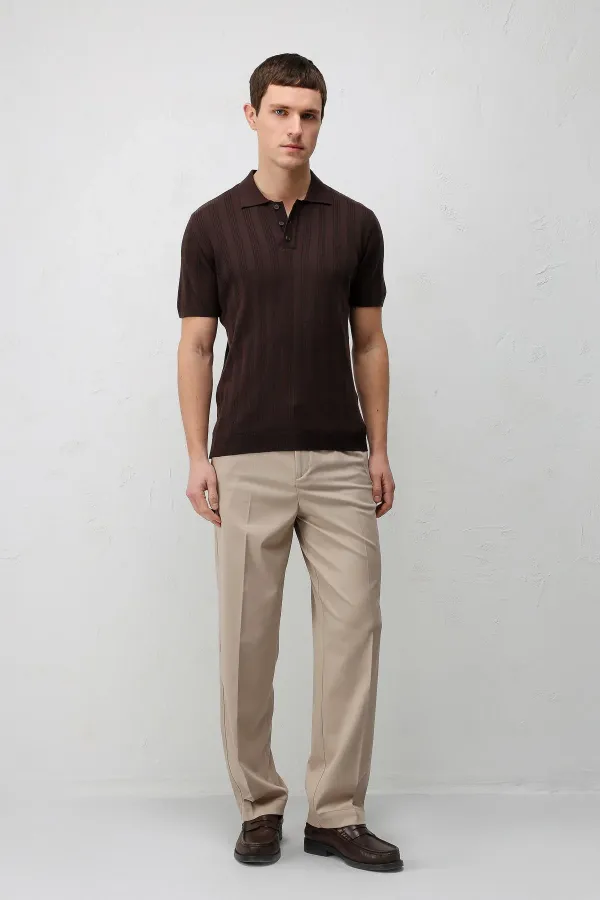 Antioch Coffee Textured Knit Men's Polo T-Shirt