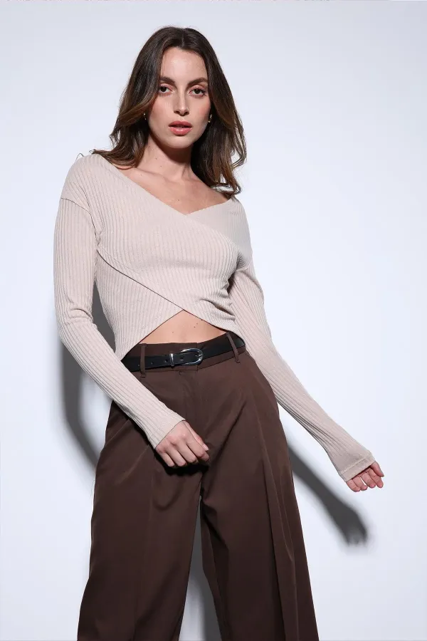 Antioch Bej Kruvaze Kadın Bluz