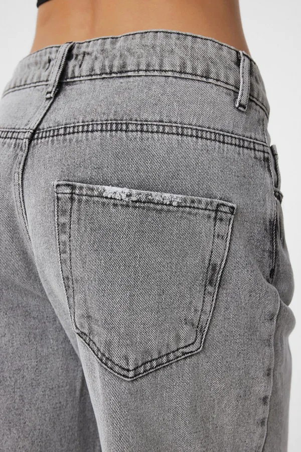 Antioch Açık Gri Yüksek Bel Kadın Jean