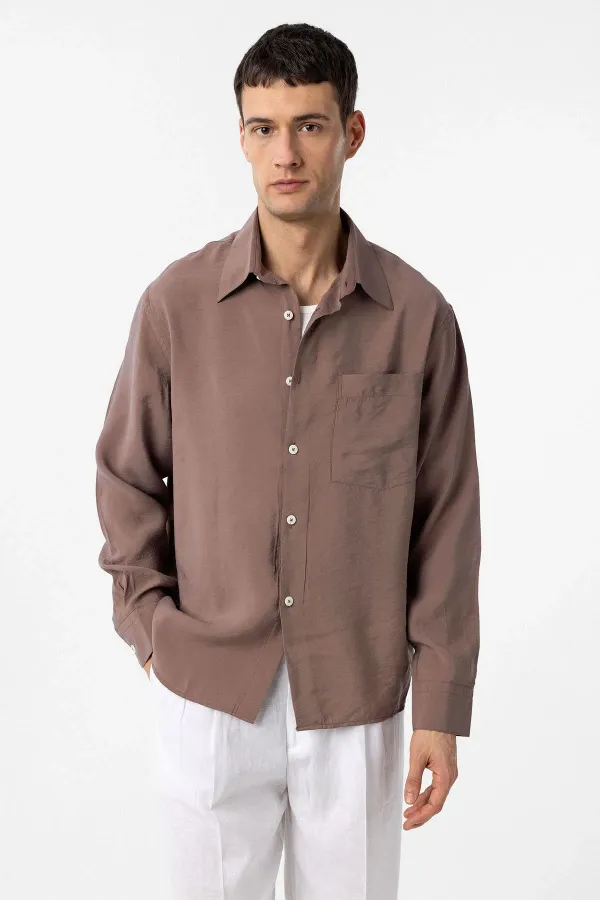 Antioch Kahve Modal Kumaş Relax Fit Erkek Gömlek