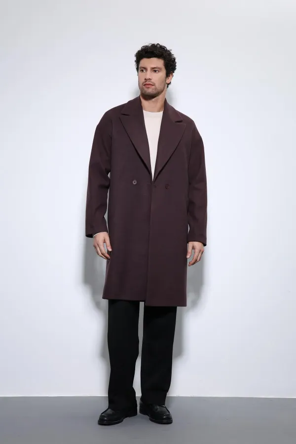 Antioch Coffee Oversize Double-Breasted Men's Coat